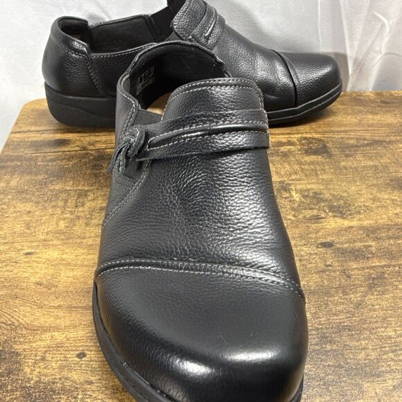 Clarks Women's Cheyn Madi Slip-On Black Leather Loafers Shoes Size 11 - Picture 5 of 15